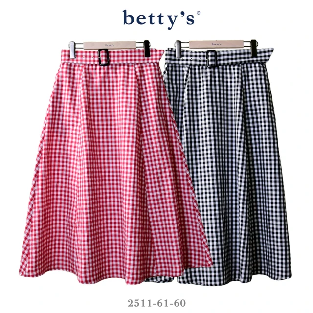 betty’s 貝蒂思 格紋拼接鬆緊腰帶長裙(共二色)