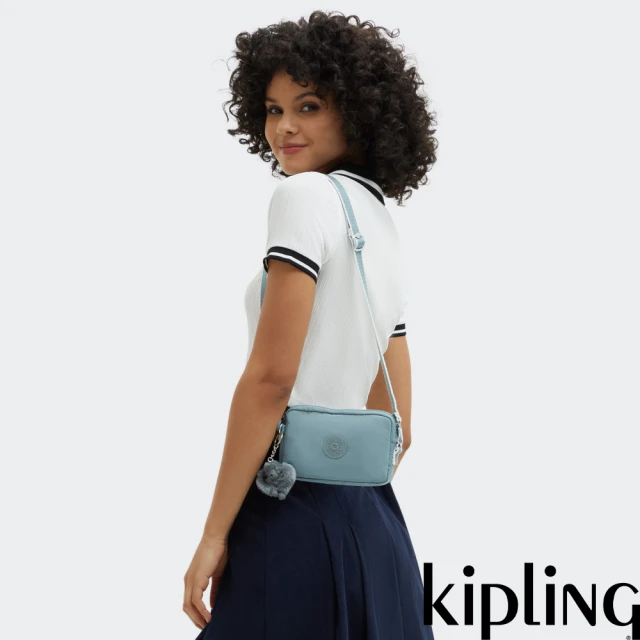 KIPLING官方旗艦館 『牛角包』深藍提花輕巧多袋實用側背