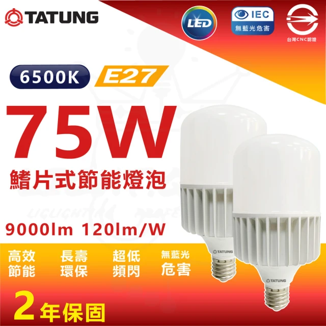TATUNG 大同TATUNG 大同 3入 75W 鰭片式節能燈泡 大瓦數燈泡 工廠燈泡 廠房燈泡(白光 6500K E27燈座)