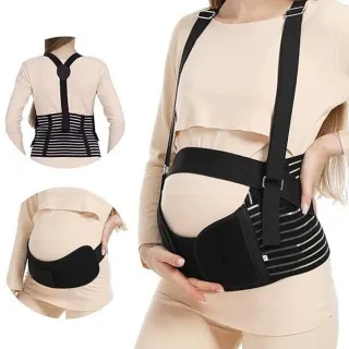 【QLZHS】孕媽護腰托腹帶 三件套 束腹帶 孕婦腰背支撐帶 孕中晚期腰部護胎托腹兜(產前托腹/產後收腹)
