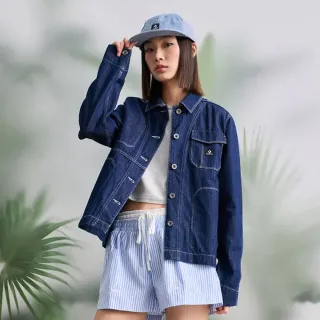 【CONVERSE】DENIM CHORE COAT 長袖襯衫 女 牛仔深藍(10027976-A02)