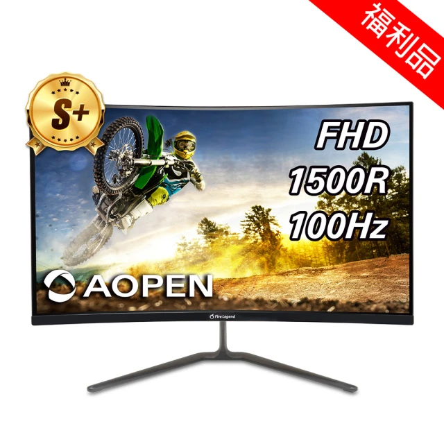 Aopen 建碁Aopen 建碁 S+ 福利品 27HC5R H 曲面螢幕(27型/FHD/100Hz/1ms/VA)