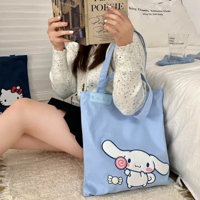 【SANRIO 三麗鷗】雙11 三麗鷗牛仔帆布補習袋手提袋單肩包 可裝A4(酷洛米/大耳狗/美樂蒂/凱蒂貓