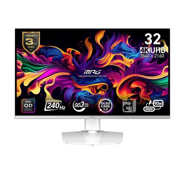 【MSI 微星】MPG 321URXW QD-OLED 32型 平面高階電競顯示器(QD-OLED/240Hz/DP+HDMI+Type C/HDR400)