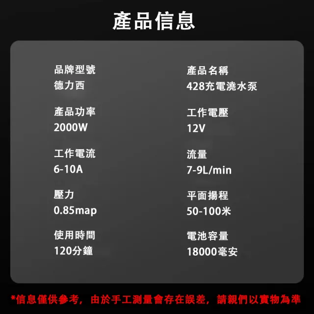 【艾嘉圖】充電式抽水泵 便攜式抽水機 電動澆水機(帶電量顯示 428AH+40米防爆管+水管車套裝)