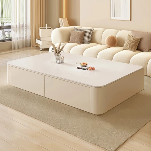 Josie 白巖板茶幾組合70+60單抽屜(岩板茶几 茶幾 