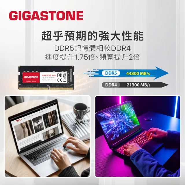 【GIGASTONE 立達】DDR5 4800MHz 16GB 筆記型記憶體單入(NB專用)