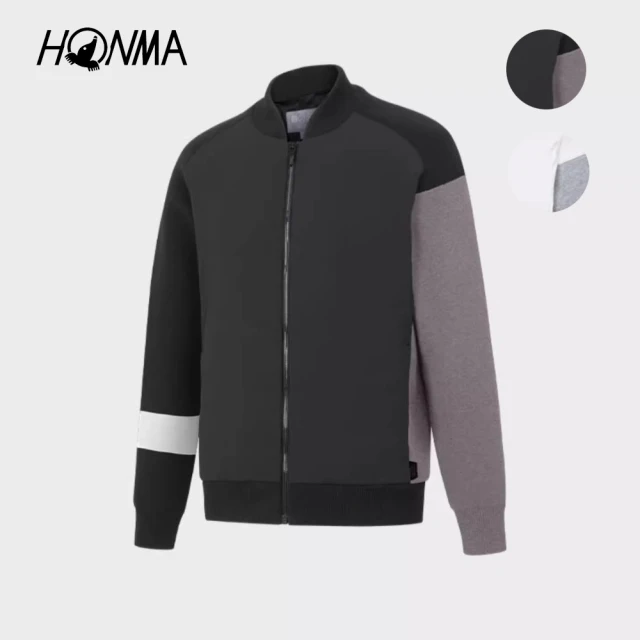 HONMA 本間高爾夫 男款拼色羽絨外套 日本高爾夫專業品牌(M-XL 白色 黑色 HMJD121R518)