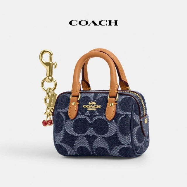 COACH 蔻馳官方直營 ROWAN經典Logo丹寧布迷你手 COACH 蔻馳官方直營 ROWAN經典Logo丹寧布迷你手包掛件-IM/丹甯藍色/天然色(CZ083)