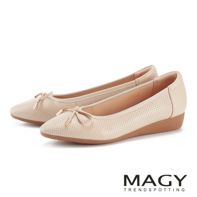 MAGY 全真皮透氣簍空舒適平底鞋(棕色)折扣推薦