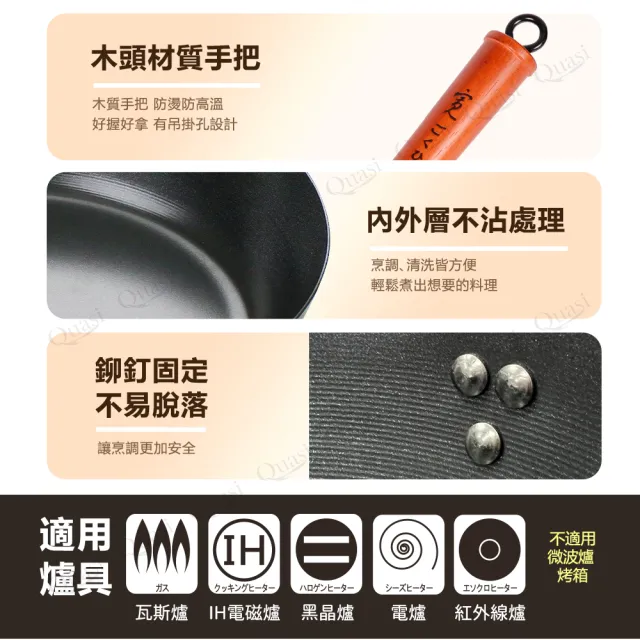 【Quasi】日式佐佐味碳鋼不沾平底鍋 20cm(適用電磁爐)