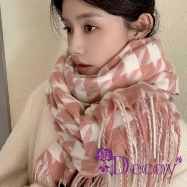 Decoy 韓版連帽 流蘇加厚針織斗篷百搭超大保暖披肩圍巾外