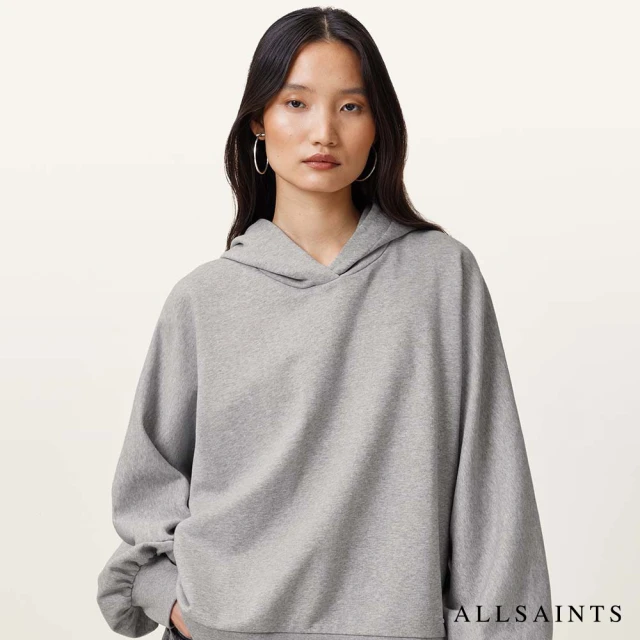 ALLSAINTS ARTIA 舒適純棉寬鬆連帽衛衣-灰 W078JB(舒適版型)