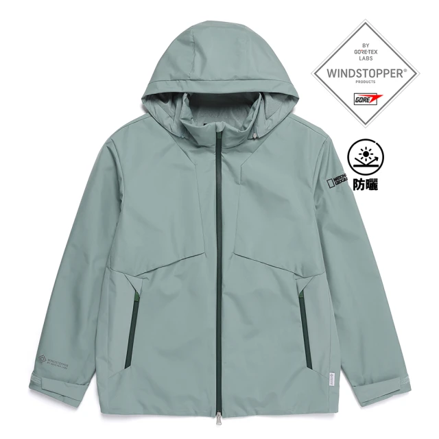 National Geographic 國家地理 男女同款ATLAS WINDSTOPPER BY GORE-TEX LABS 2L雙層連帽外套-卡其綠色