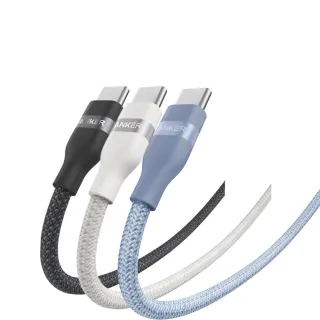 【ANKER】官方授權直營 A82E2 超軟充電線 Type-C 240W 0.9m(黑白藍/Type-C線/安卓/iPhone16/筆電/Switch)