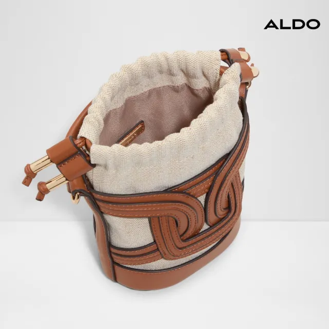 【ALDO】ANNABRIRIEL-經典帆布復古設計手提斜背水桶包-女包(棕褐色)