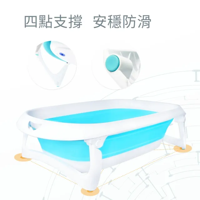 【PUKU 藍色企鵝】大象 摺疊浴盆 澡盆組(含沐浴刷)