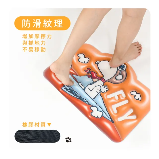 【SNOOPY 史努比】史努比Snoopy視覺3D吸水地墊_享飛-單條含運(科技皮革紋 吸水速乾易清洗)
