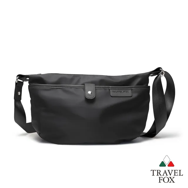 【TRAVEL FOX 旅狐】柔軟皮飾半月斜背包/側背包/女包(TB835-01 暗夜)