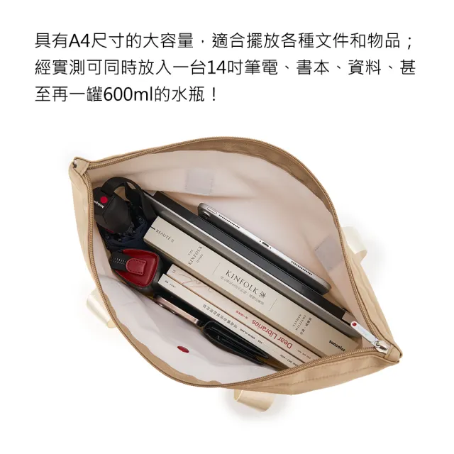 【Knirps 德國紅點傘】高密度尼龍雙口袋托特包(奶茶色)