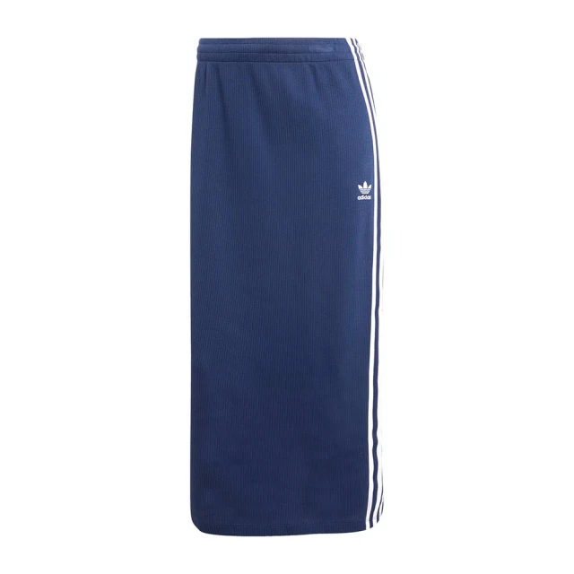 adidas 愛迪達 Knitted Skirt 女 運動裙 針織長裙 復古 簡約 修身 深藍 白(JD4607)