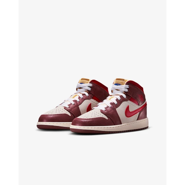 NIKE 耐吉 運動鞋 休閒鞋 女鞋 中大童 男鞋 AIR JORDAN 1 MID SE GS 金屬紅 中筒 AJ1 喬丹(HF3196100)