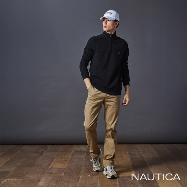 NAUTICA 官方旗艦 男裝 舒適棉質休閒長褲(卡其色)