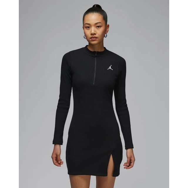 NIKE 耐吉 喬丹 緊身長裙 女款 AS W J LS KNIT DRESS 黑色(HF9478010)