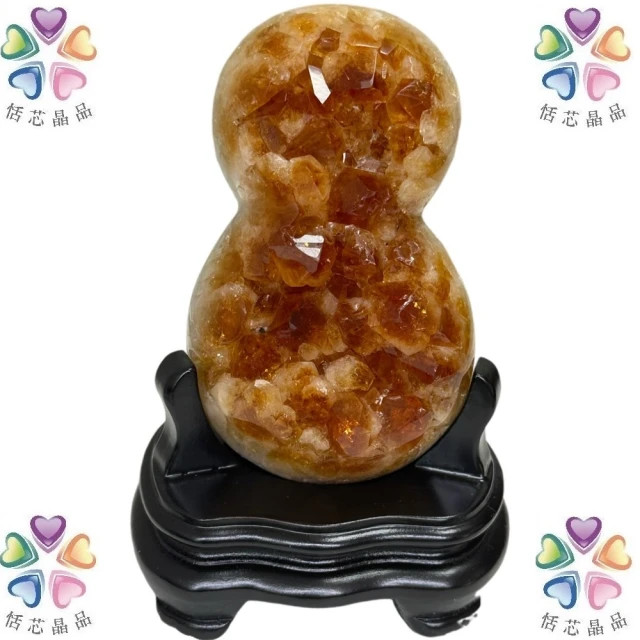 恬芯晶品恬芯晶品 VS1頂級黃水晶葫蘆8開運水晶(黃水晶消磁淨化招財開運財位運勢提升天然水晶禮物)