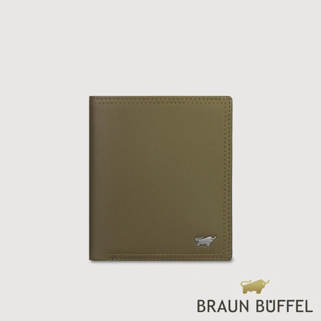 BRAUN BUFFEL 德國小金牛 台灣總代理 斯杜迪歐 6卡名片夾-橄欖綠(BF566-306-MIO)