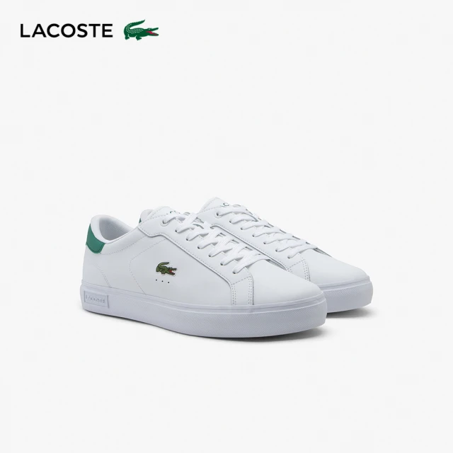 LACOSTE POWERCOURT 男鞋 男小白鞋 休閒鞋 刺繡logo 運動鞋 白綠(49SMA0081_082)