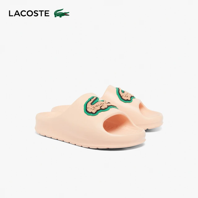 LACOSTE SERVE SLIDE 女拖鞋 鱷魚LOGO拖鞋 粉色 外出拖鞋 室內拖鞋 涼拖鞋 女鞋(49CFA0027_5T8)