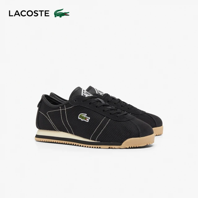 LACOSTE CLUB-LOW 女鞋 阿甘鞋 透氣網布 休閒鞋 金屬LOGO 運動鞋 黑色(49SFA0044_3E6)