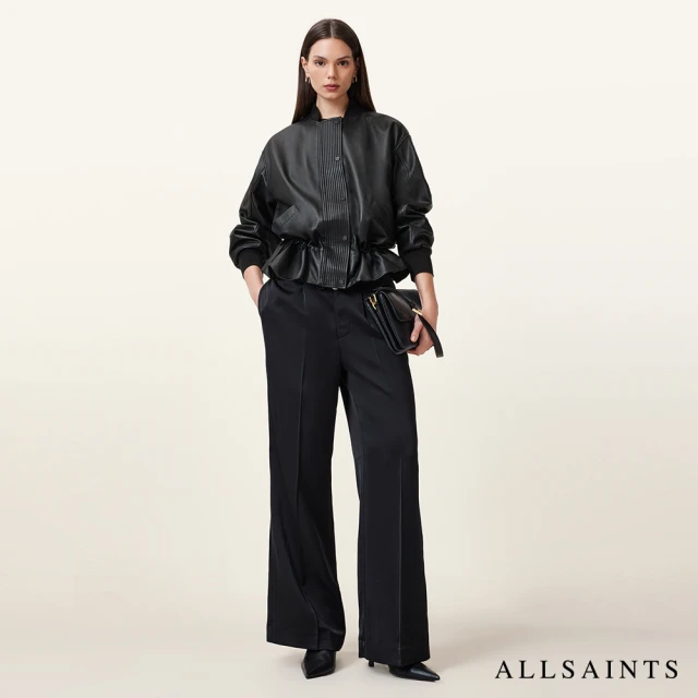 ALLSAINTS SOFI 輕盈柔軟抽腰羊皮飛行員外套-黑 W126LB(舒適版型)