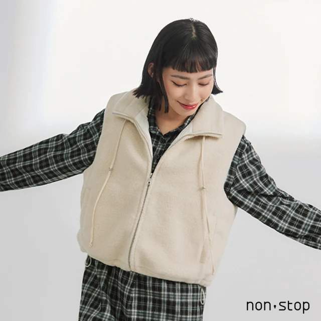 non-stop 溫暖毛料立領背心外套-2色