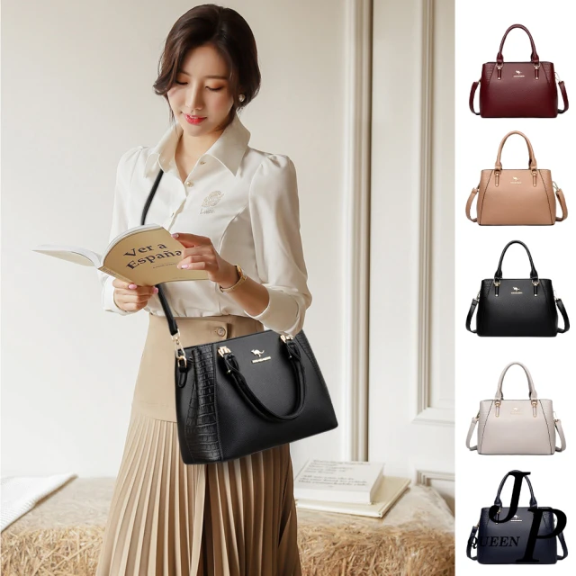 Jpqueen 撞色質感女款束口手提側肩斜背包水桶包(2色可