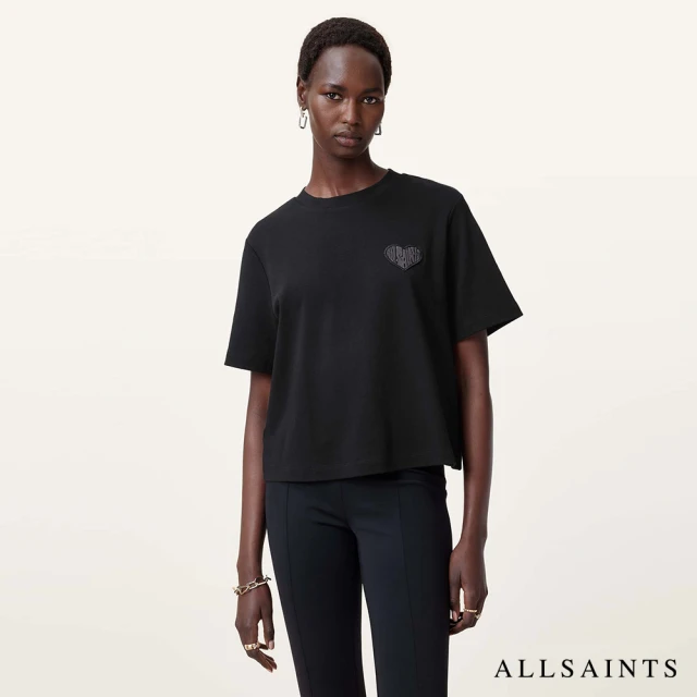 ALLSAINTS LOVER LISA 純棉愛心LOGO塗鴉短袖T恤-黑 W205JC(寬鬆版型)