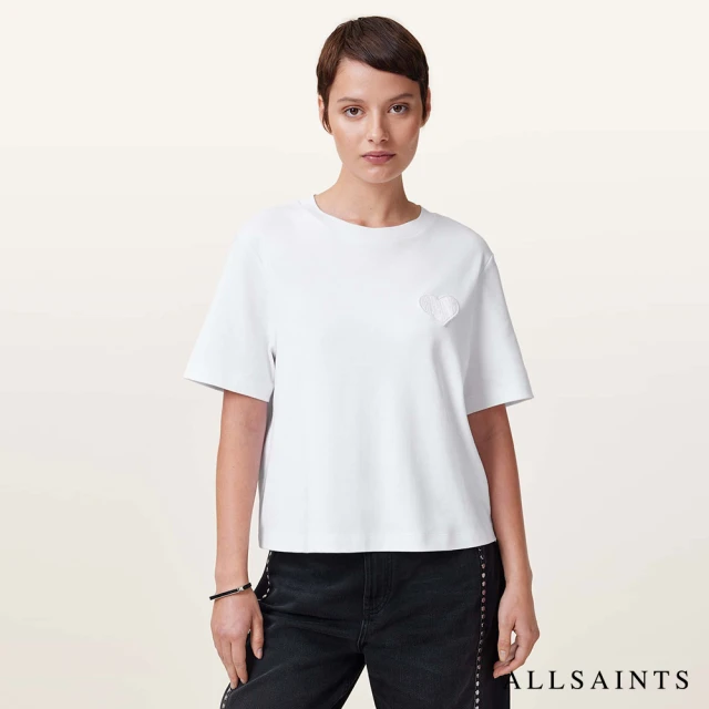 ALLSAINTS LOVER LISA 純棉愛心LOGO塗鴉短袖T恤-白 W205JC(寬鬆版型)