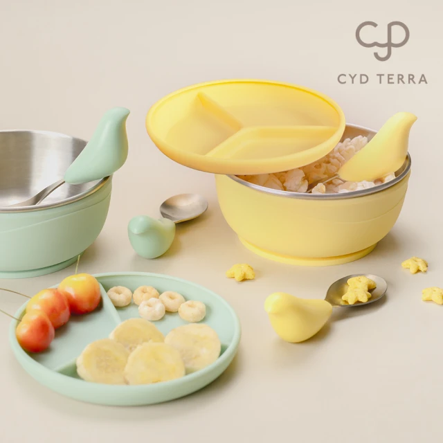 CYD TERRA 官方直營 PICABOO布咔寶學習餐具組 （寶寶餐具/不銹鋼叉匙/不鏽鋼碗）(任選兩色)