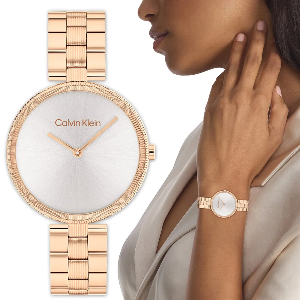 【Calvin Klein 凱文克萊】CK Gleam 雙針極簡女錶-32mm 520送禮 禮物(25100013)