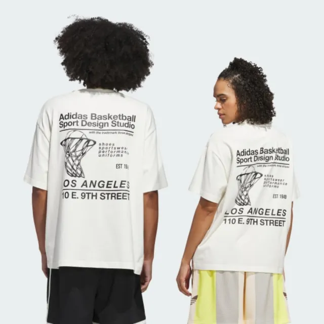 【adidas 愛迪達】短袖上衣 男 女 ADI SD BALL NET OR 米白 JP2135