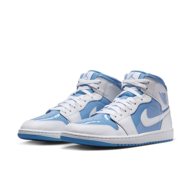 NIKE 耐吉 運動鞋 休閒鞋 男鞋 AIR JORDAN 1 MID SE Legend Blue 白 藍 亮面 中筒 AJ1 喬丹(FZ2142114)