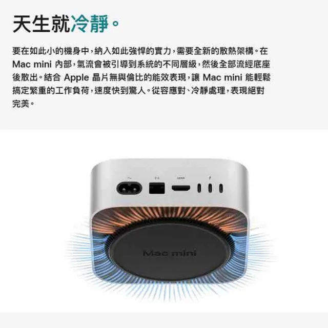 Apple】無線滑鼠☆2024 Mac mini M4晶片10核心CPU與10核心GPU 16G/256G