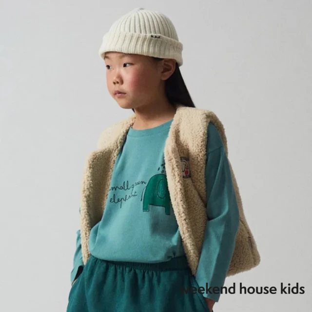 weekend house kids Elephant有機棉長袖上衣(綠色)