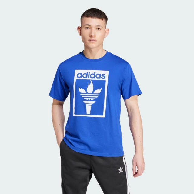 adidas 愛迪達 短袖上衣 男款 運動 三葉草 亞規 TREFOIL TORCH T 藍 JJ1221