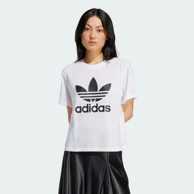 adidas 愛迪達 短袖上衣 女 運動 三葉草 TRFL TEE BOXY 白 IN8441