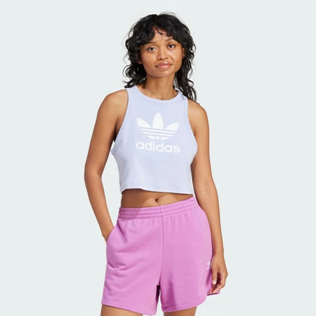 adidas 愛迪達 背心 上衣 女 運動 三葉草 TREFOIL TANK 藍 IP0684