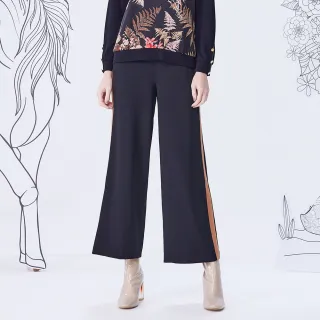 【MYVEGA 麥雪爾】時尚素面撞色九分寬褲-黑