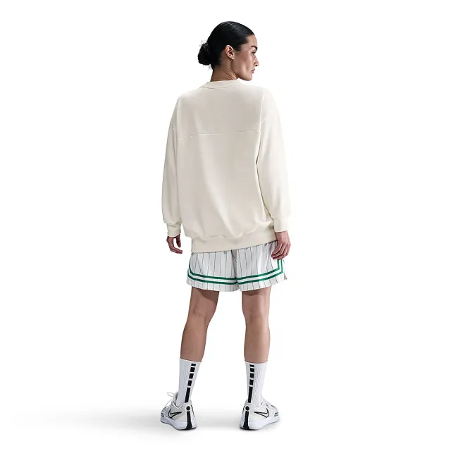 【NIKE 耐吉】長袖上衣 女 大學T 寬鬆版型 毛圈布 AS W NK SWSH FLY SSNL FLC TOP 米 FZ5515-133
