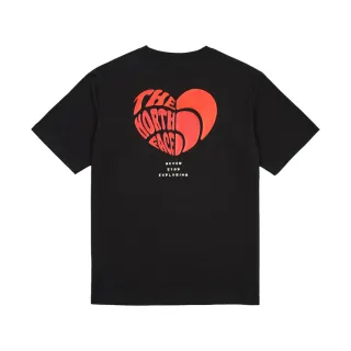 【The North Face 官方旗艦】北面男女款黑色純棉心型LOGO印花短袖T恤｜8D7UJK3